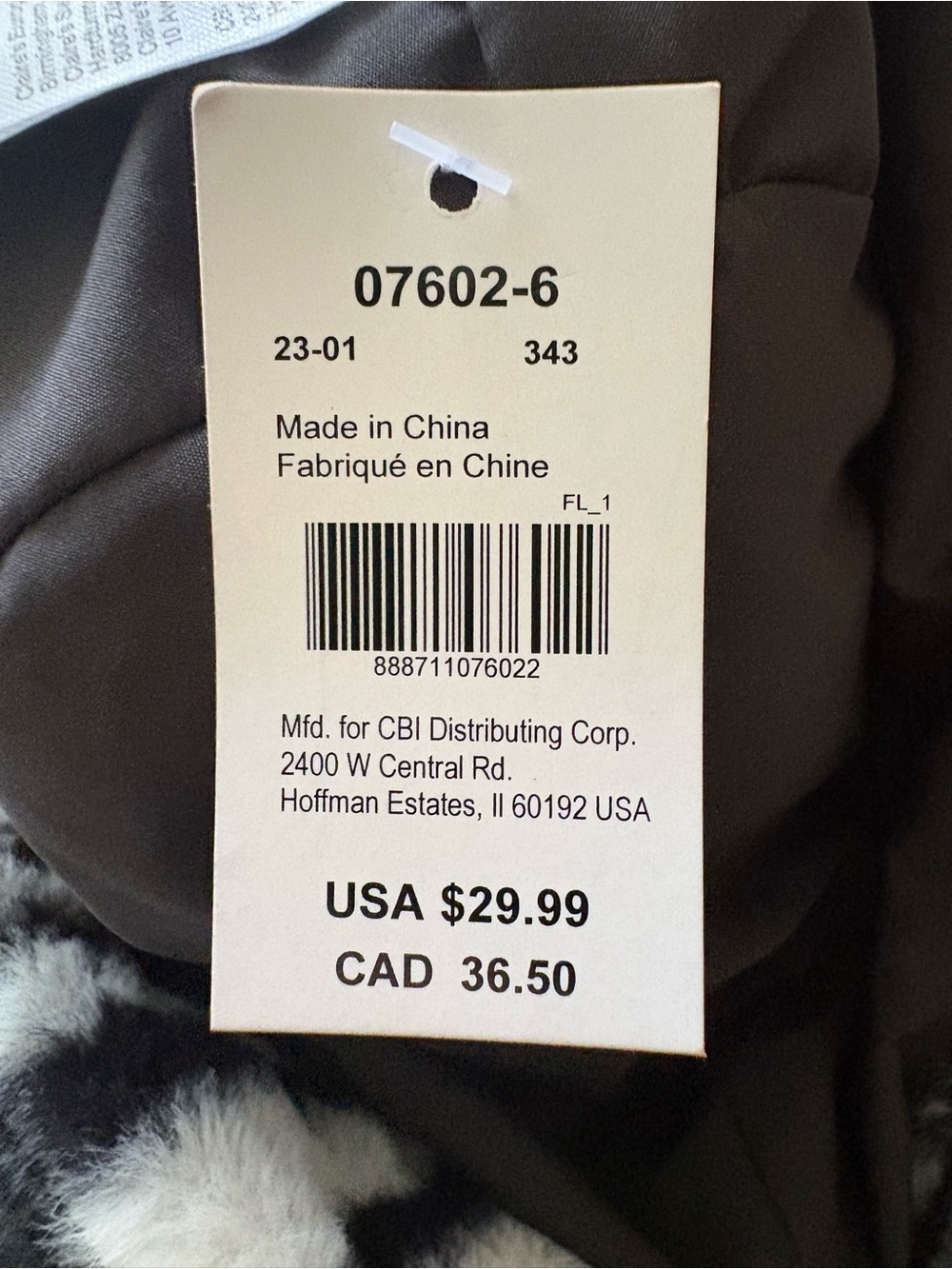 Kids Claire's Black & White Faux Fur Zebra Bucket Hat - Picture 5 of 5